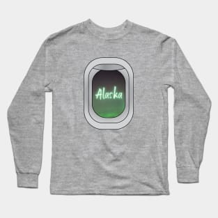 Northern Lights view from Plane Window | Alaska Souvenir Long Sleeve T-Shirt